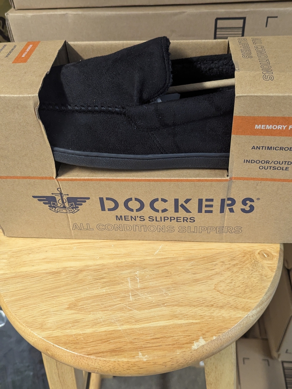 Dockers Black Men's Slip-On Indoor/Outdoor Slippers